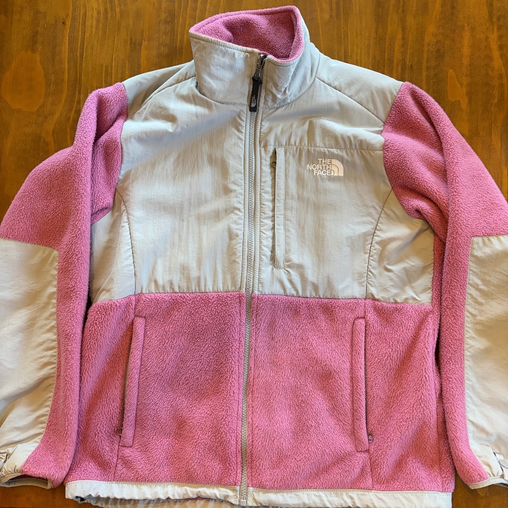 The North Face fleece Jacket, size Large, pink and grey